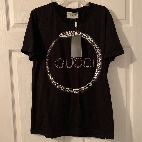 Gucci Shirts Snake Black Logo Tshirt Sz Large Poshmark